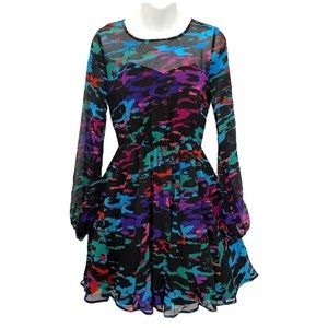 Aryn K Fit & Flare Chiffon Tulle Party Dress